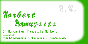 norbert mamuzsits business card